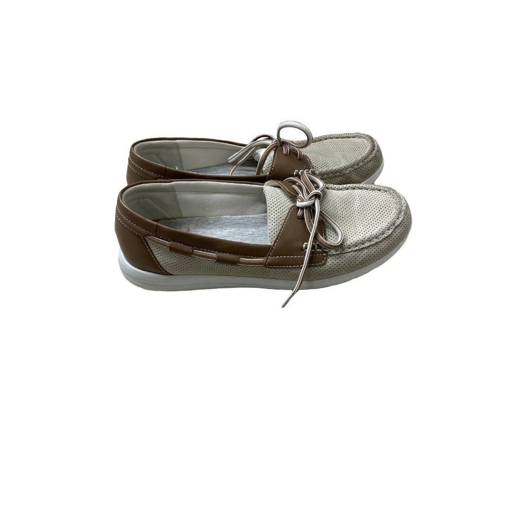 Clarks Cloud Steppers Women’s Shoes Size 8.5 Brown Beige Slip On Casual Loafers